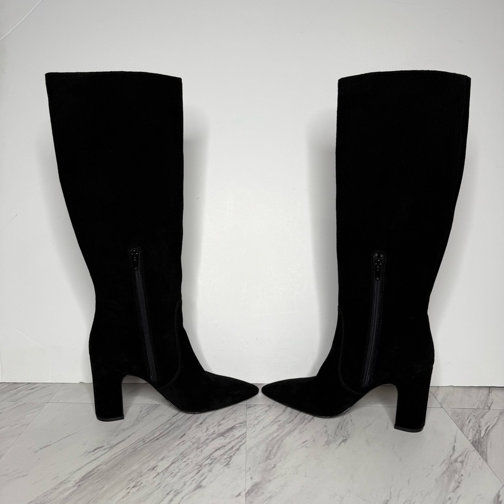 Steve Madden Evey Black Suede Pointy Toe Heeled Tall Boot 7 1/2 M - Picture 6 of 15